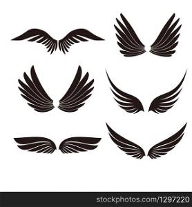 Wings icons set on white background for graphic and web design. Simple vector sign.. Wings icons set on white background for graphic and web design.