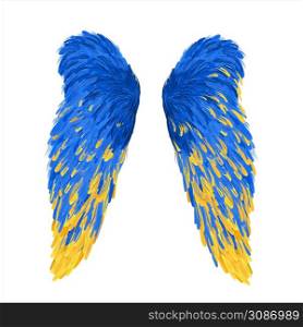 Wings in national colors of Ukraine. Vector illustration in support of Ukraine. yellow and blue angel wings, t-shirt print. concept to stop the war. the inscription stop the war. Wings in national colors of Ukraine. Vector illustration in support of Ukraine. yellow and blue angel wings, t-shirt print. concept to stop the war. the inscription stop the war.