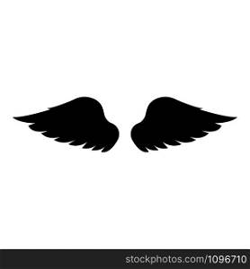 Wings of bird devil angel Pair of spread out animal part Fly concept Freedom idea icon black color vector illustration flat style simple image. Wings of bird devil angel Pair of spread out animal part Fly concept Freedom idea icon black color vector illustration flat style image