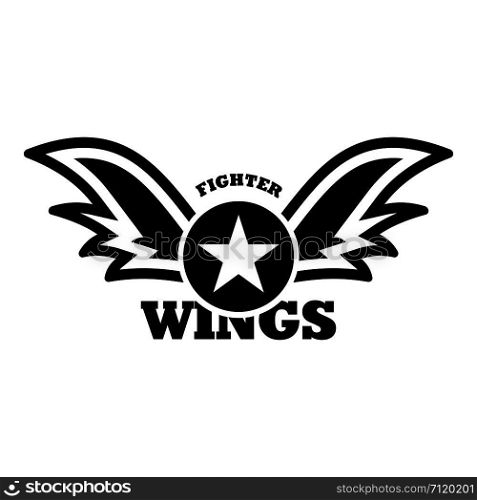 Wings star fighter logo. Simple illustration of wings star fighter vector logo for web design isolated on white background. Wings star fighter logo, simple style