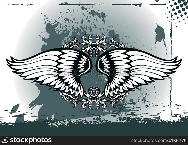 wings with floral vector illustration