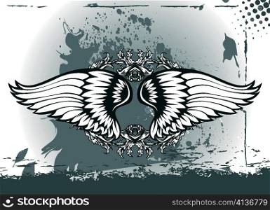 wings with floral vector illustration