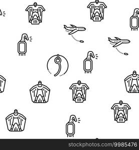 Wingsuiting Sport Vector Seamless Pattern Thin Line Illustration. Wingsuiting Sport Vector Seamless Pattern