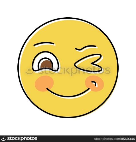wink emoji color icon vector. wink emoji sign. isolated symbol illustration. wink emoji color icon vector illustration
