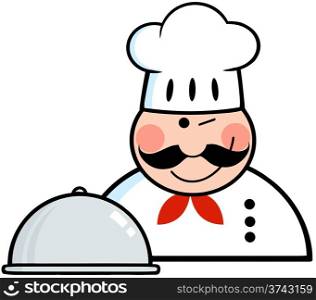 Winked Chef Logo With Platter