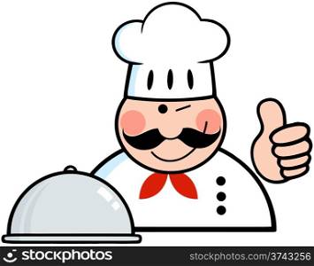 Winked Chef Logo With Platter Showing Thumbs Up