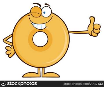 Winking Donut Cartoon Character Giving A Thumb Up