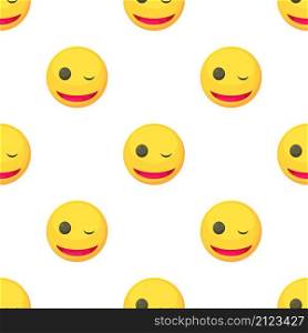 Winking smiley pattern seamless background texture repeat wallpaper geometric vector. Winking smiley pattern seamless vector