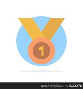 Winner, Achieve, Award, Leader, Medal, Ribbon, Win Abstract Circle Background Flat color Icon