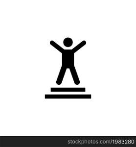 Winner Businessman with Hands Raised Up. Flat Vector Icon illustration. Simple black symbol on white background. Winner Businessman, Hands Raised Up sign design template for web and mobile UI element. Winner Businessman with Hands Raised Up. Flat Vector Icon illustration. Simple black symbol on white background. Winner Businessman, Hands Raised Up sign design template for web and mobile UI element.