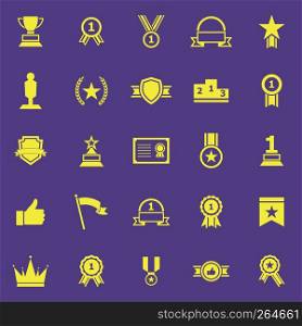 Winner color icons on violet background, stock vector