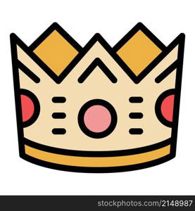 Winner crown icon. Outline winner crown vector icon color flat isolated. Winner crown icon color outline vector