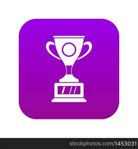 Winner cup icon digital purple for any design isolated on white vector illustration. Winner cup icon digital purple