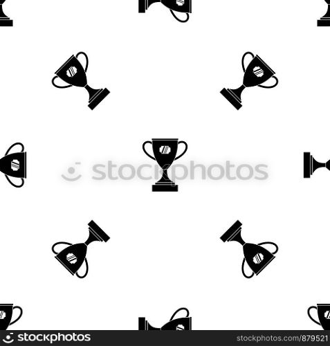 Winner cup pattern repeat seamless in black color for any design. Vector geometric illustration. Winner cup pattern seamless black