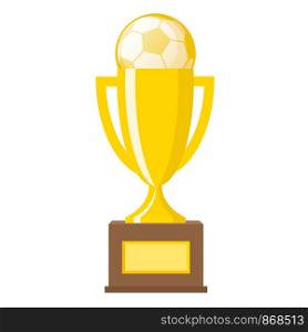 Winner gold trophy gold football ball flat vector icons for sports victory concept. Sport award and prize, trophy cup illustration