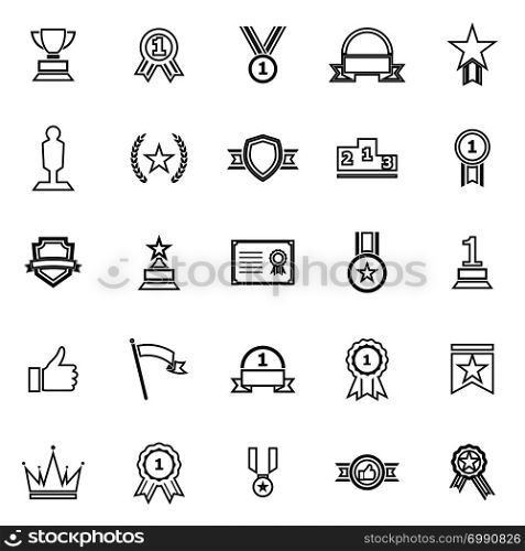 Winner line icons on white background, stock vector