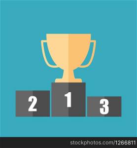 winner podium pedestal cup flat design vector illustration