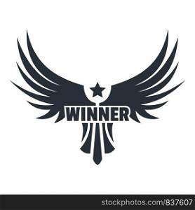 Winner wing logo. Simple illustration of winner wing vector logo for web. Winner wing logo, simple gray style