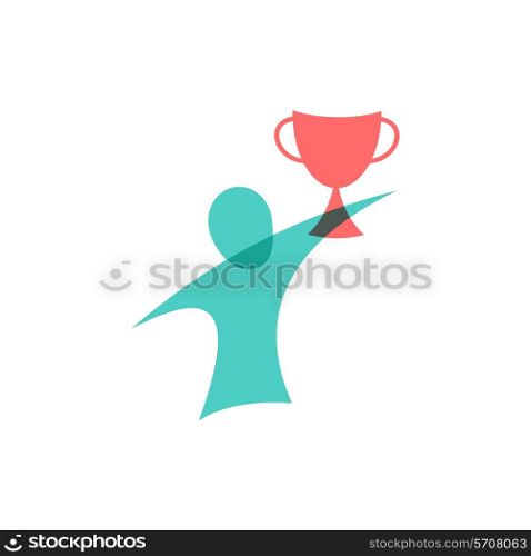 Winner with the cup icon. Logo design.