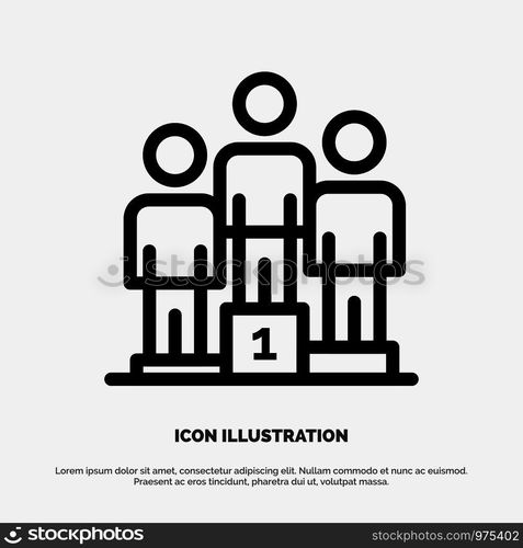 Winners, Pedestal, Podium, Winners Line Icon Vector