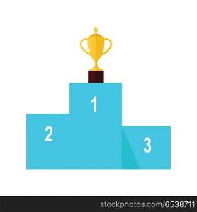 Winners Podium Isolated. Professional Growth.. Winners podium isolated on white. Professional growth. First prize place. Trophy gold cup award. Achieving best results due to constant learning. Business education. Vector illustration
