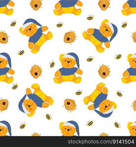 Winnie-the-pooh seamless pattern. Toys isolated on a white background. Plush witch. Fairy-tale heroes. Book characters. Teddy bear.. Winnie-the-pooh seamless pattern. Toys isolated on a white background. Plush witch. Fairy-tale heroes. Book characters. Teddy bear..