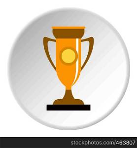Winning cup icon in flat circle isolated vector illustration for web. Winning cup icon circle