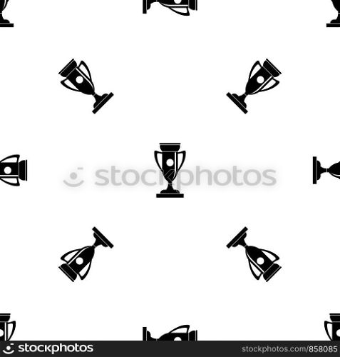 Winning cup pattern repeat seamless in black color for any design. Vector geometric illustration. Winning cup pattern seamless black