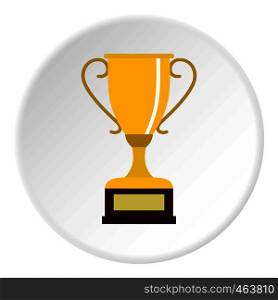 Winning gold cup icon in flat circle isolated vector illustration for web. Winning gold cup icon circle