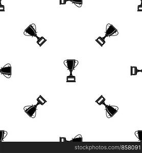 Winning gold cup pattern repeat seamless in black color for any design. Vector geometric illustration. Winning gold cup pattern seamless black