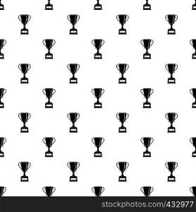 Winning gold cup pattern seamless in simple style vector illustration. Winning gold cup pattern vector