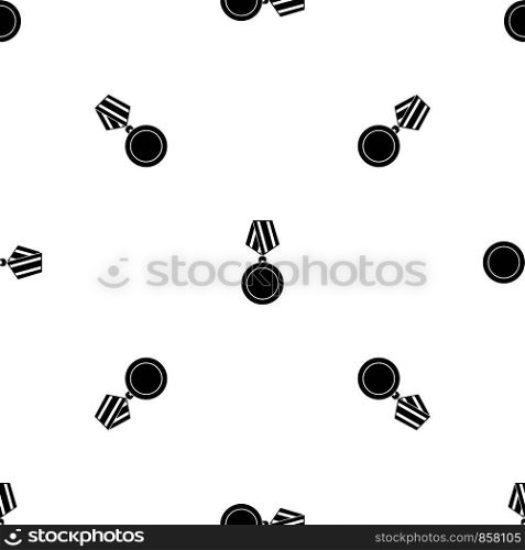 Winning medal pattern repeat seamless in black color for any design. Vector geometric illustration. Winning medal pattern seamless black