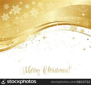 Winter abstract background. . Gold winter abstract background. Christmas background with snowflakes. Vector.