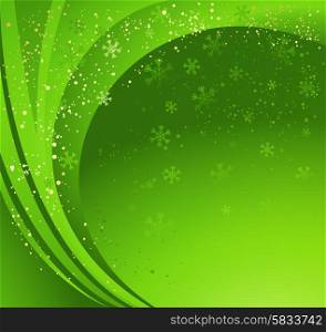 Winter abstract background. . Green winter abstract background. Christmas background with snowflakes. Vector.