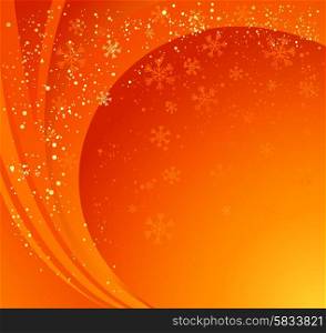 Winter abstract background. . Orange winter abstract background. Christmas background with snowflakes. Vector.