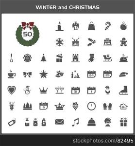 Winter and Christmas vector icon set
