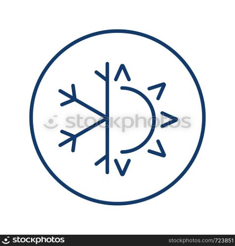 Winter and summer color icon. Dual season mattress. Four seasons. Air conditioning. Sun and snowflake. Isolated vector illustration. Winter and summer color icon