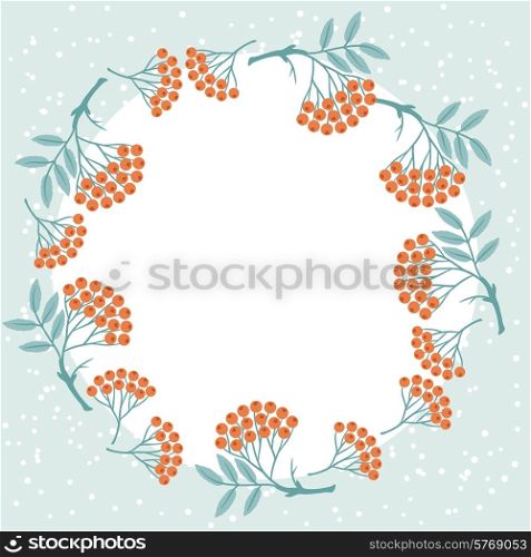 Winter background design with stylized rowan berries.