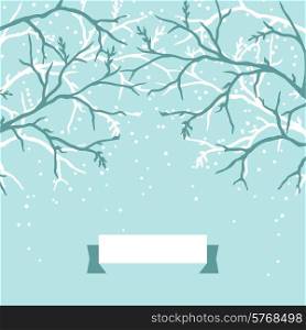Winter background design with stylized tree branches.
