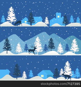 Winter background, landscape. New year and Christmas greeting card.