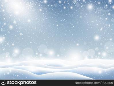 Winter background of falling snow Christmas card design vector illustration