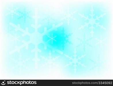 Winter Background - Snowflakes on Light Blue Background
