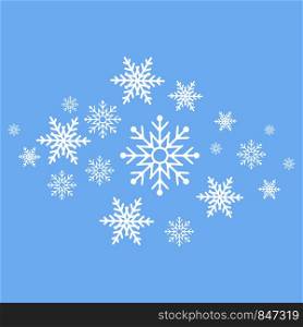 Winter background. White Snowflakes on blue background. Greeting card. Eps10. Winter background. White Snowflakes on blue background. Greeting card