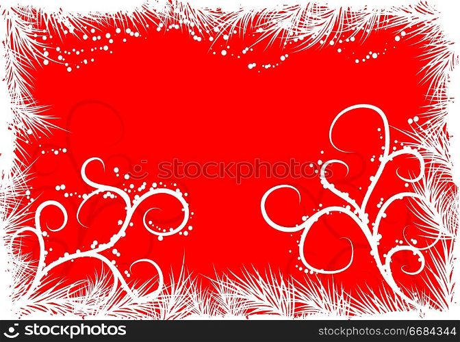 Winter background with a fur-tree, vector