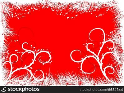 Winter background with a fur-tree, vector