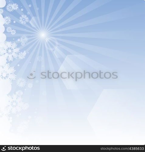Winter background with rays