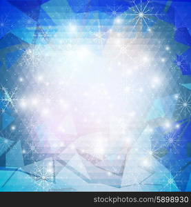 Winter background with snowflakes. Abstract winter design and website template, abstract triangle pattern vector.