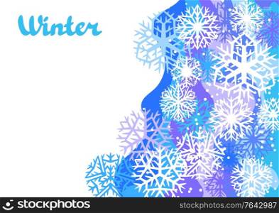 Winter background with snowflakes. Christmas or New Year illustration.. Winter background with snowflakes.