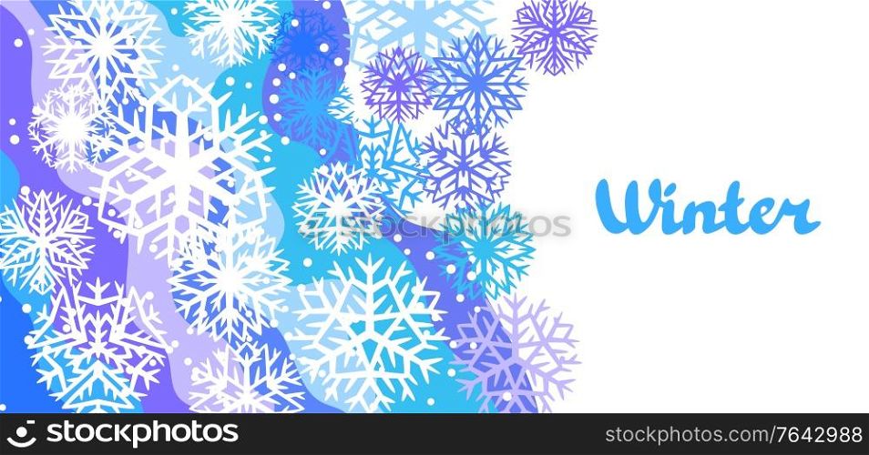 Winter background with snowflakes. Christmas or New Year illustration.. Winter background with snowflakes.
