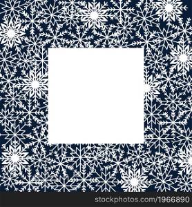 Winter background with snowflakes of different shapes and sizes. Vector illustration of design elements for greeting cards, posters, wallpaper, surface, web design, textile, decor, print.